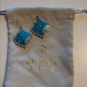 Kendra Scott Blue Stone Earrings with Silver Trim